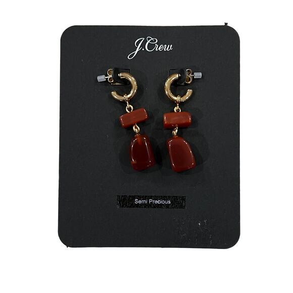 NWT J. Crew Vibrant Red Semiprecious Stone Drop Earrings - Sold Separately - Picture 3 of 10
